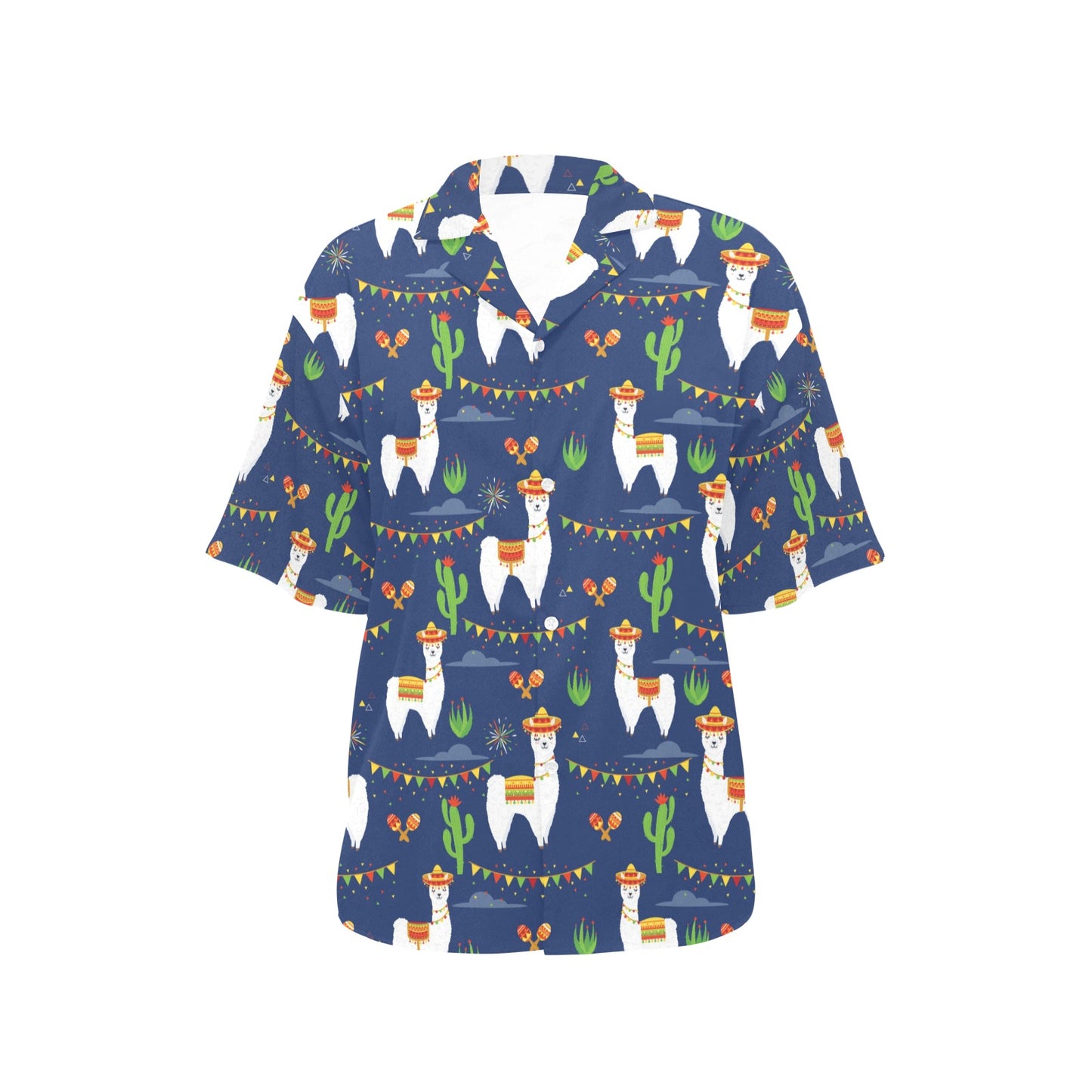 Llama Cactus Pattern Print Design 05 Women's Hawaiian Shirt