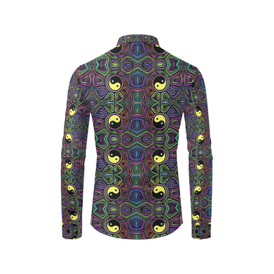 Yin Yang Neon Color Design Print Men's Long Sleeve Shirt