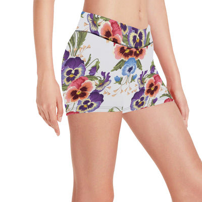 Pansy Pattern Print Design PS06 Yoga Shorts