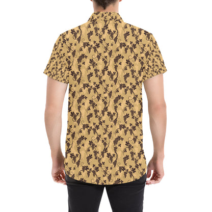 Wine Grape Design Print Men's Short Sleeve Button Up Shirt