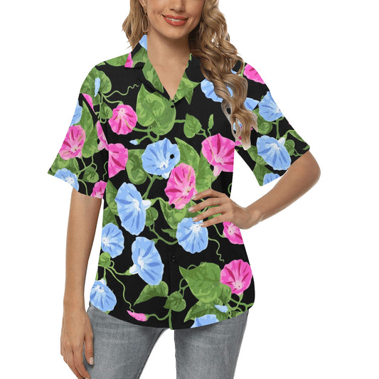 Morning Glory Pattern Print Design MG04 Women's Hawaiian Shirt