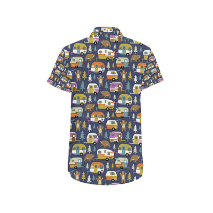 Camper Pattern Print Design 04 Men's Short Sleeve Button Up Shirt