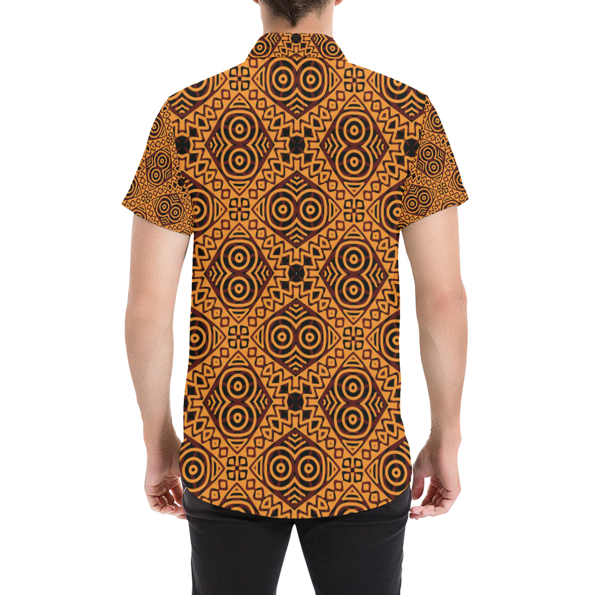African Pattern Print Design 05 Men's Short Sleeve Button Up Shirt