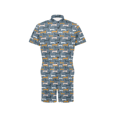 Dachshund Pattern Print Design 012 Men's Romper