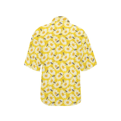 Bee Daisy Pattern Print Design 06 Women's Hawaiian Shirt