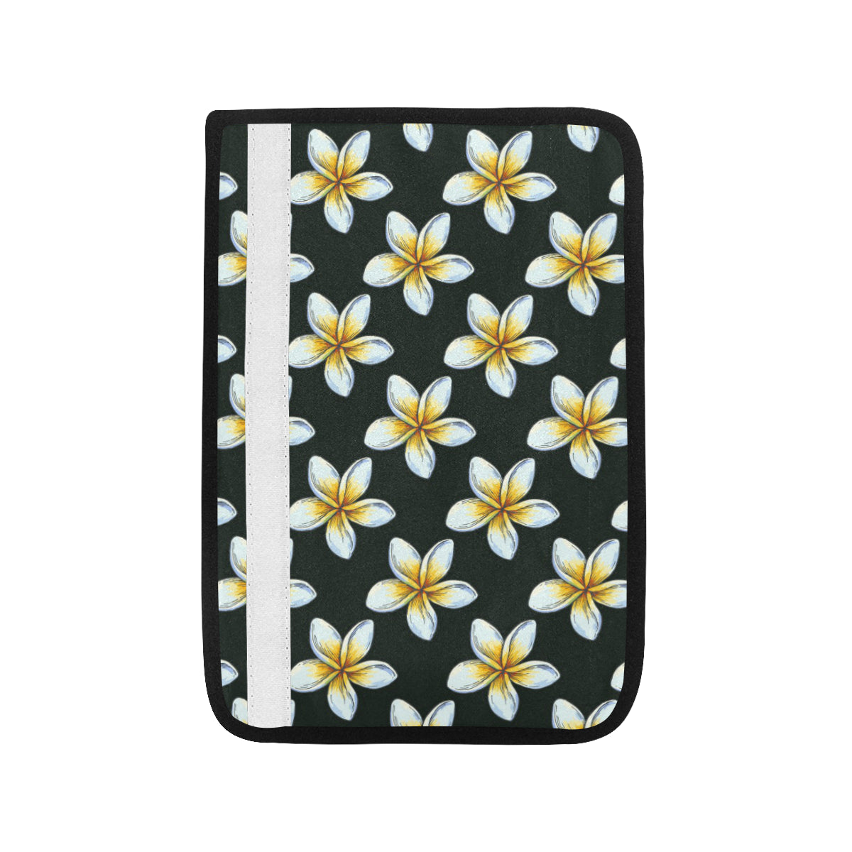 White Plumeria Pattern Print Design PM022 Car Seat Belt Cover