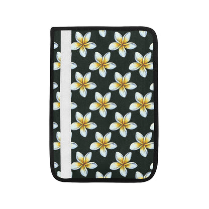 White Plumeria Pattern Print Design PM022 Car Seat Belt Cover