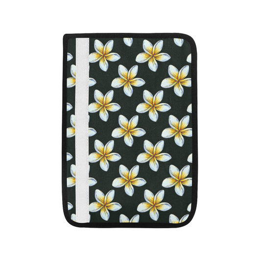 White Plumeria Pattern Print Design PM022 Car Seat Belt Cover