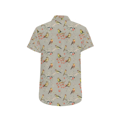 Birds Pattern Print Design 03 Men's Short Sleeve Button Up Shirt