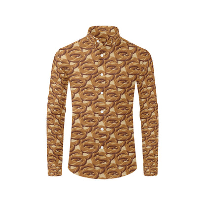 Bagel Pattern Print Design 02 Men's Long Sleeve Shirt