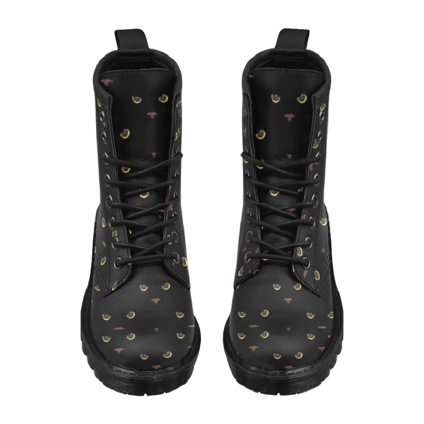 Black Cat Face Print Pattern Women's Boots