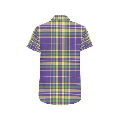 Mardi Gras Pattern Print Design 010 Men's Short Sleeve Button Up Shirt