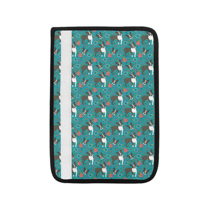 Boston Terrier Pattern Print Design 07 Car Seat Belt Cover