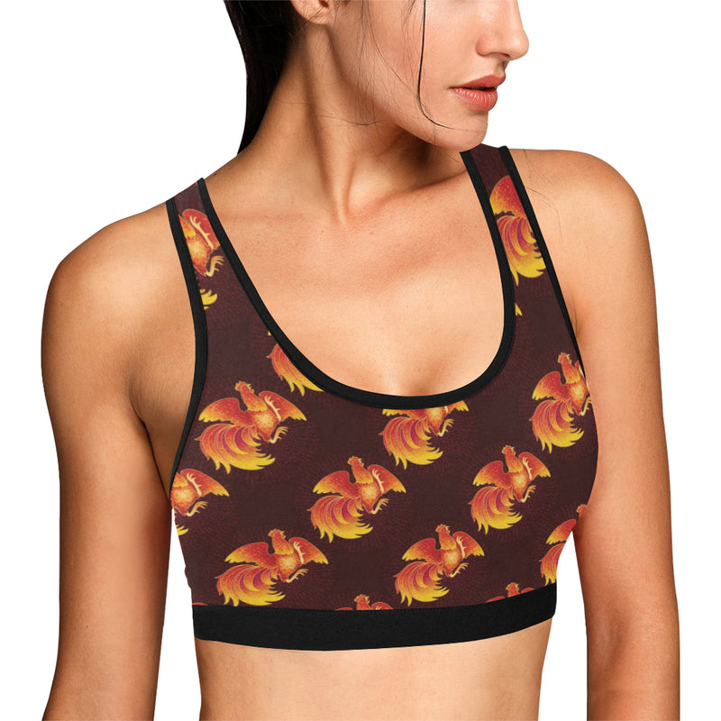 Rooster Pattern Print Design A04 Sports Bra