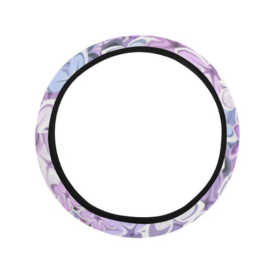 Lilac Pattern Print Design LI01 Steering Wheel Cover with Elastic Edge