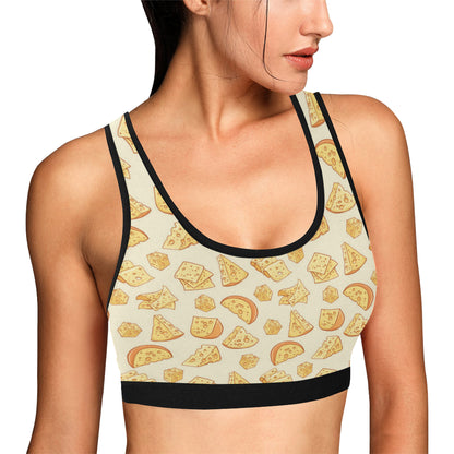 Cheese Pattern Print Design 01 Sports Bra