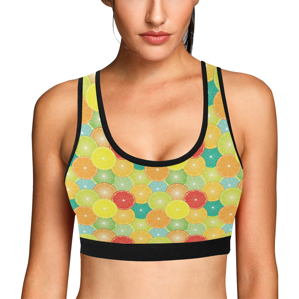 Citrus  Pattern Print Design 01 Sports Bra