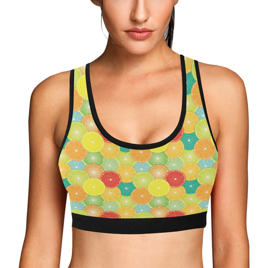 Citrus  Pattern Print Design 01 Sports Bra