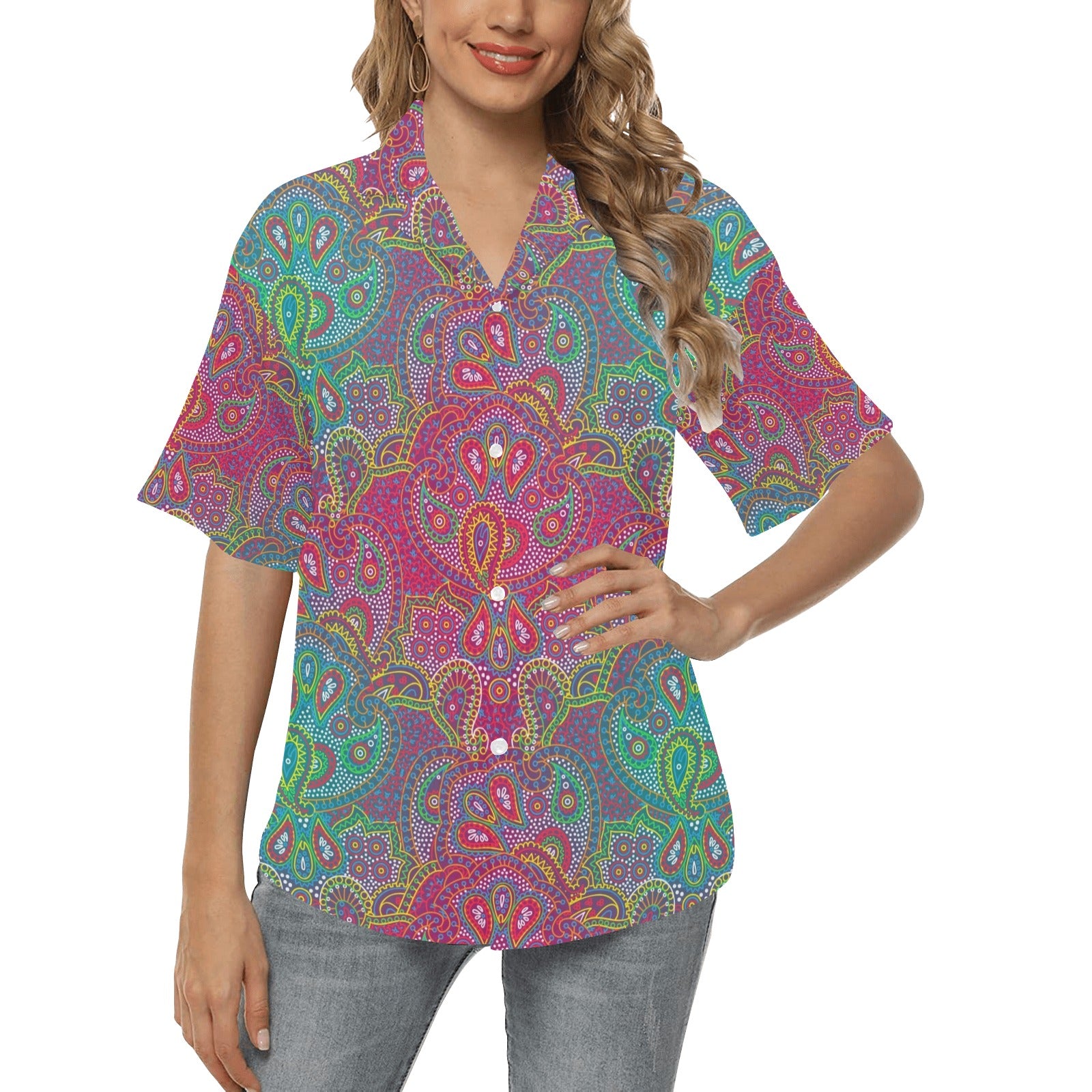 Boho Pattern Print Design 02 Women's Hawaiian Shirt