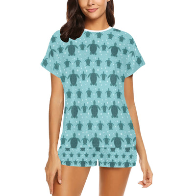 Sea Turtle Print Design LKS305 Women's Short Pajama Set