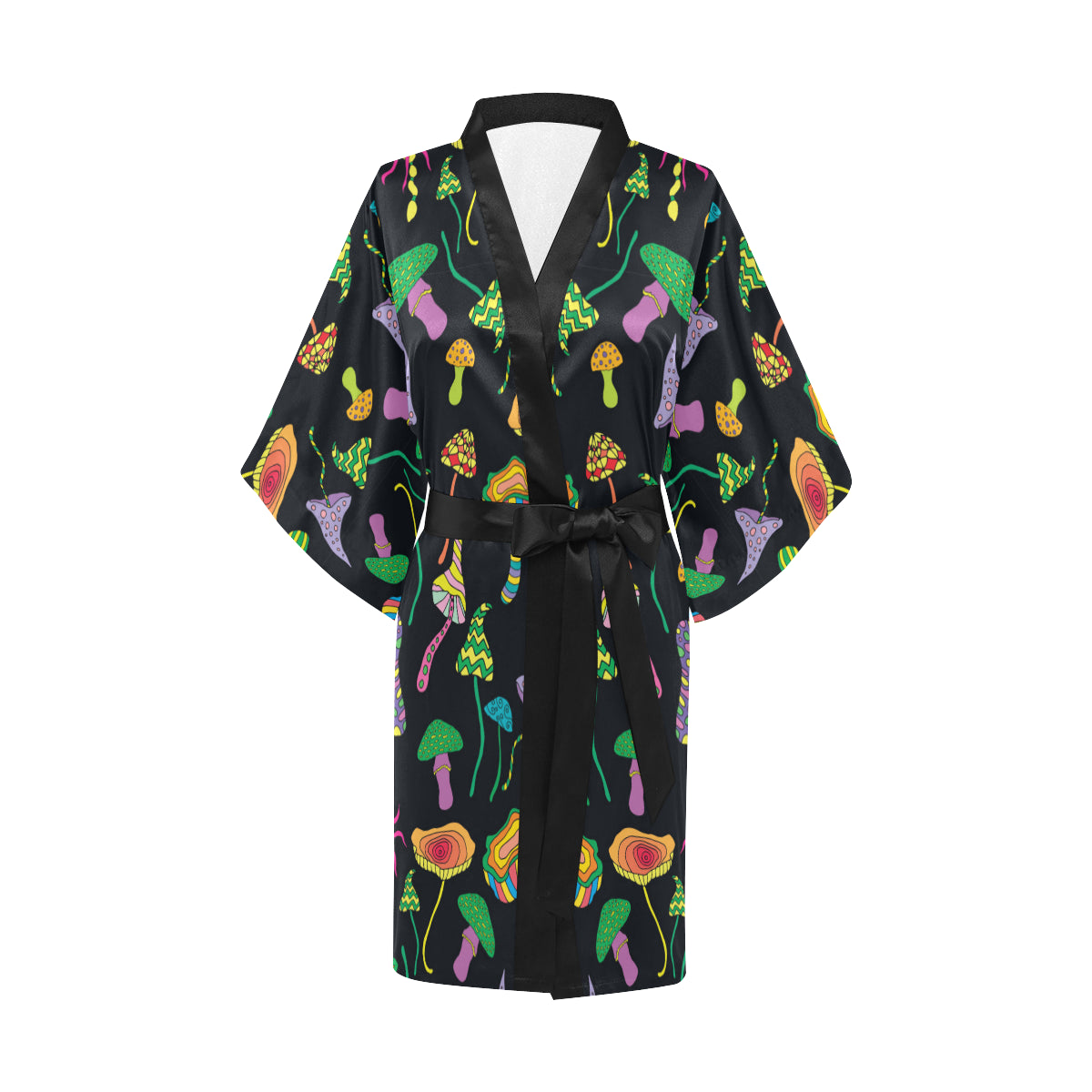 Psychedelic Mushroom Pattern Print Design A02 Women's Short Kimono