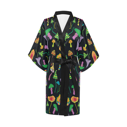 Psychedelic Mushroom Pattern Print Design A02 Women's Short Kimono