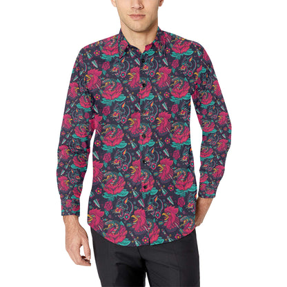 Old School Tattoo Print Men's Long Sleeve Shirt