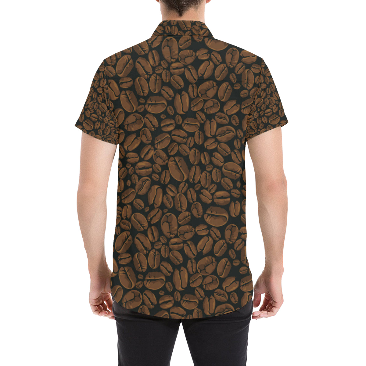 Coffee Pattern Print Design 01 Men's Short Sleeve Button Up Shirt