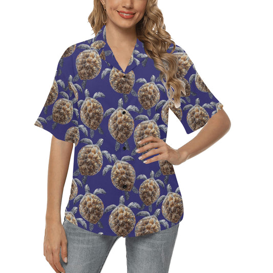 Sea Turtle Pattern Print Design T05 Women's Hawaiian Shirt