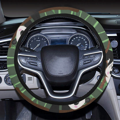 Panda Pattern Print Design A04 Steering Wheel Cover with Elastic Edge