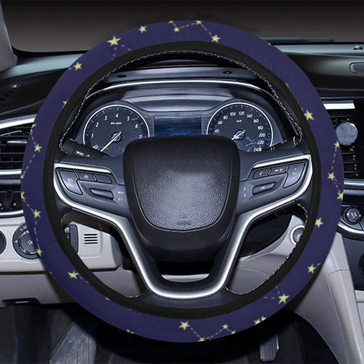Constellation Pattern Print Design 02 Steering Wheel Cover with Elastic Edge