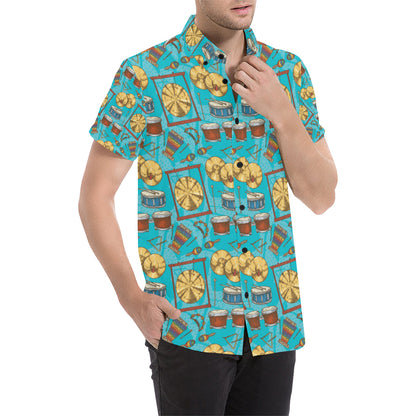 Percussion Pattern Print Design 03 Men's Short Sleeve Button Up Shirt