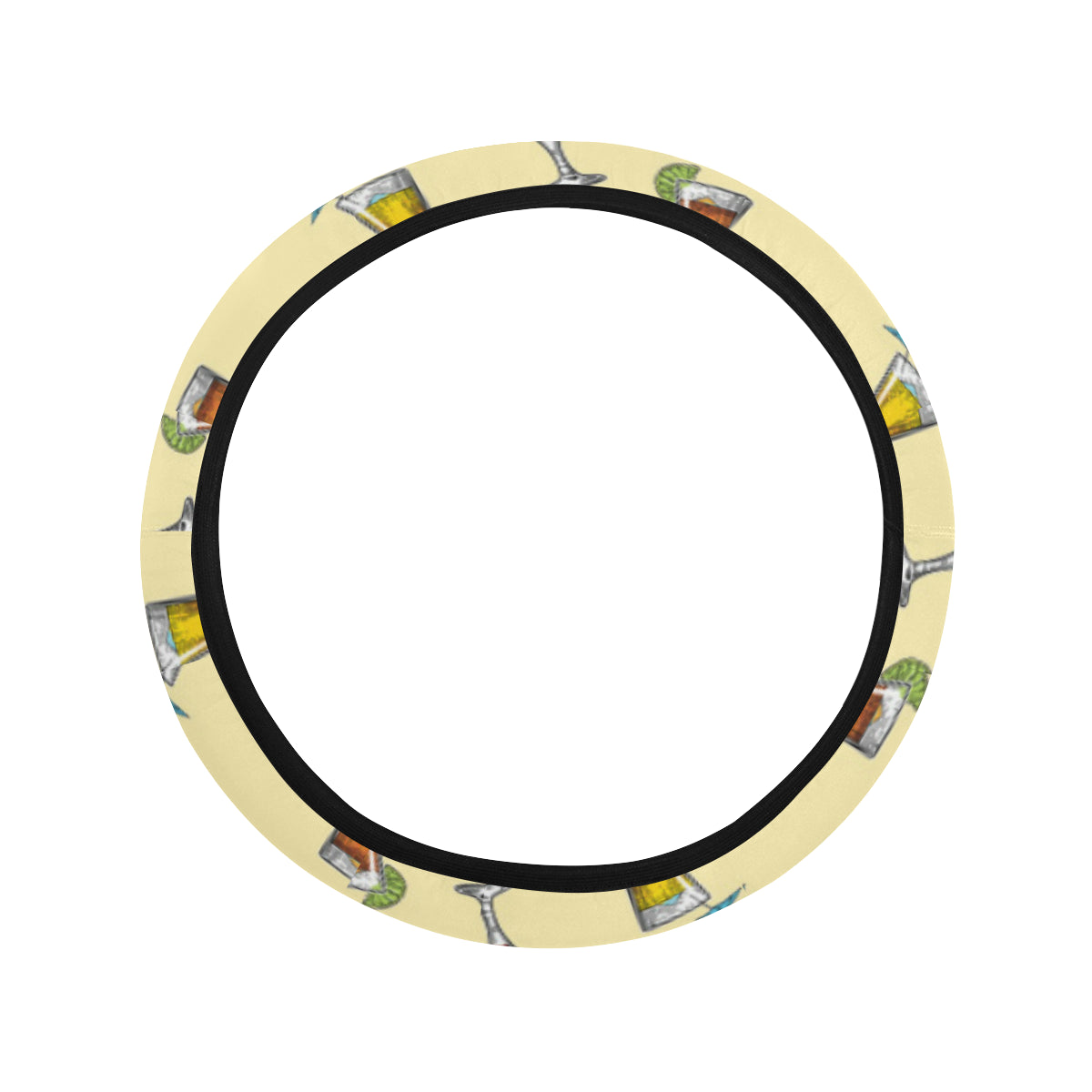 Cocktail Pattern Print Design 02 Steering Wheel Cover with Elastic Edge