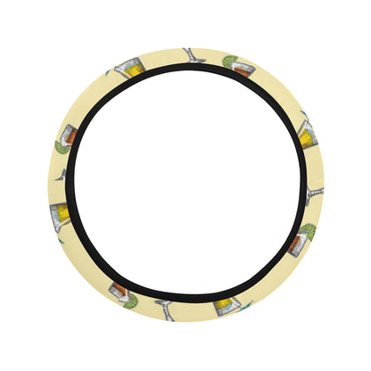 Cocktail Pattern Print Design 02 Steering Wheel Cover with Elastic Edge