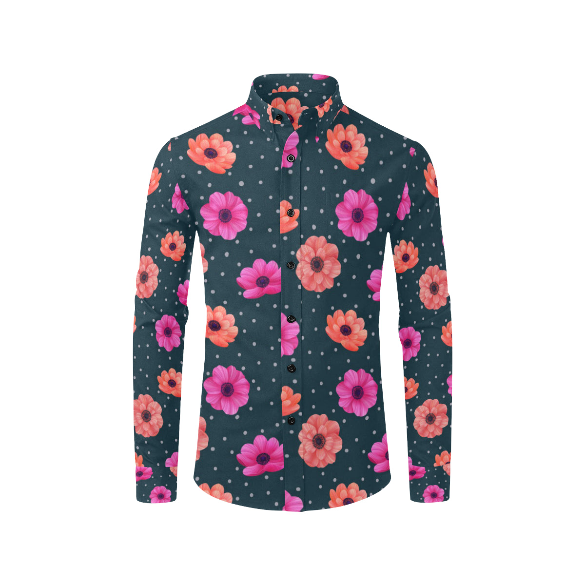 Anemone Pattern Print Design AM08 Men's Long Sleeve Shirt
