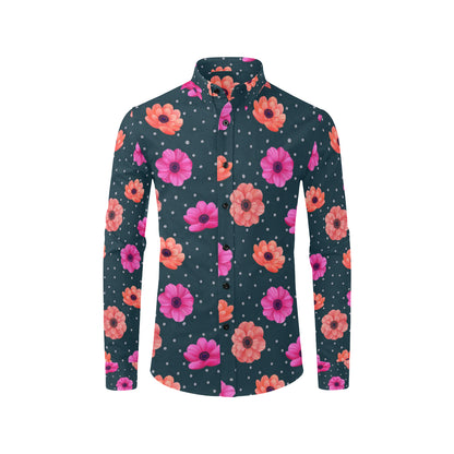 Anemone Pattern Print Design AM08 Men's Long Sleeve Shirt