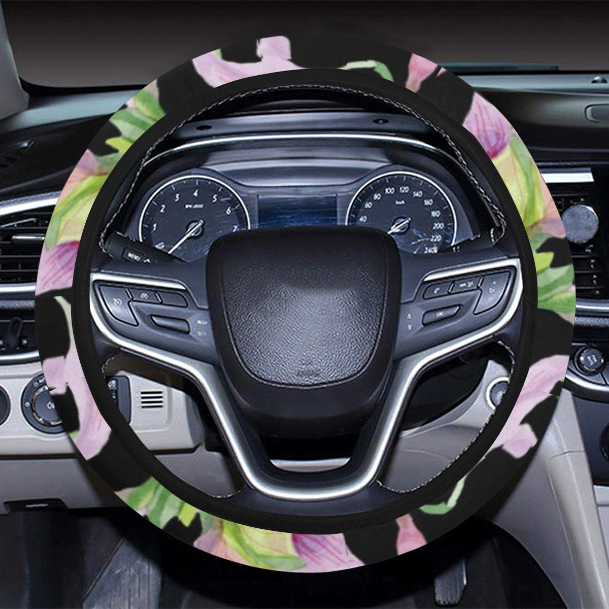 Amaryllis Pattern Print Design AL08 Steering Wheel Cover with Elastic Edge