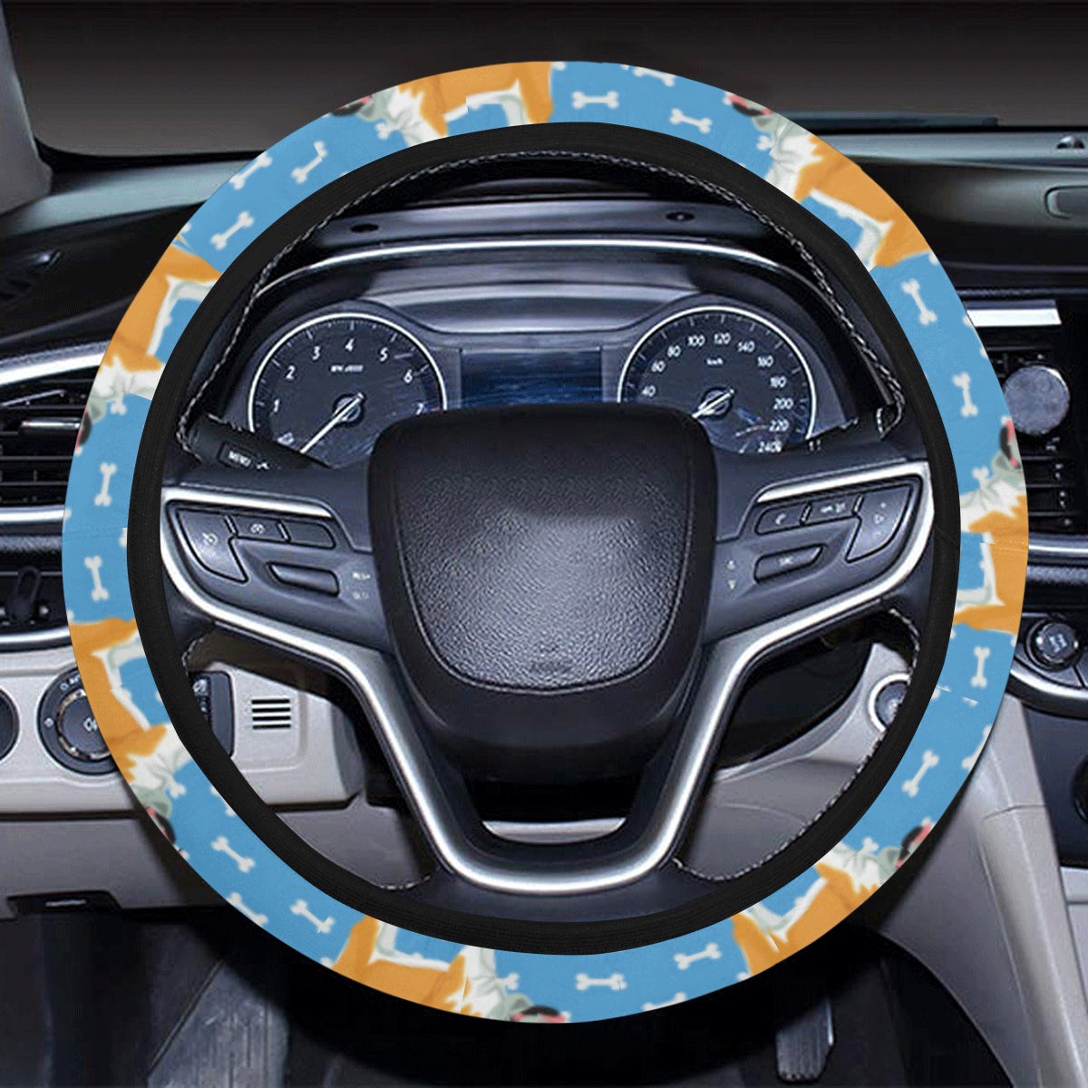 Bulldogs Pattern Print Design 06 Steering Wheel Cover with Elastic Edge