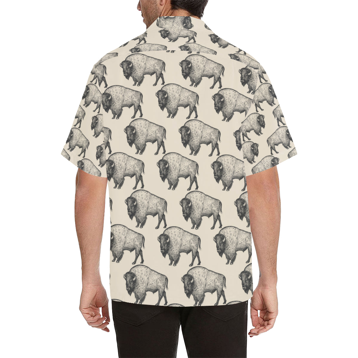 Bison Pattern Print Design 02 Men's Hawaiian Shirt