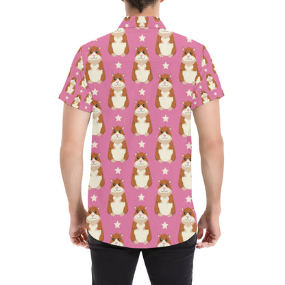 Hamster Cute Pattern Print Design 02 Men's Short Sleeve Button Up Shirt