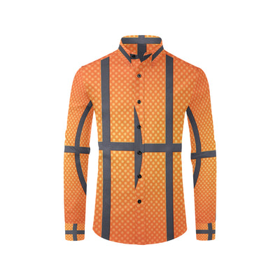 Basketball Texture Print Pattern Men's Long Sleeve Shirt