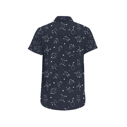 Constellation Pattern Print Design 05 Men's Short Sleeve Button Up Shirt