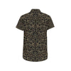 Lotus Gold Mandala Design Themed Men's Short Sleeve Button Up Shirt