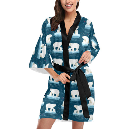 Polar Bear Pattern Print Design PB02 Women Kimono Robe