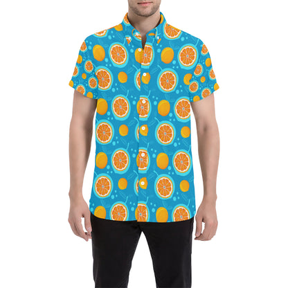 Grapefruit Pattern Print Design GF03 Men's Short Sleeve Button Up Shirt