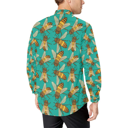 Bee Pattern Print Design BEE04 Men's Long Sleeve Shirt