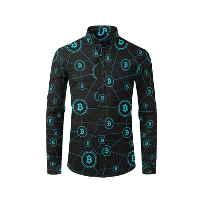 Cryptocurrency Pattern Print Design 01 Men's Long Sleeve Shirt
