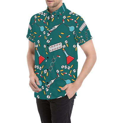 Nurse Pattern Print Design A05 Men's Short Sleeve Button Up Shirt