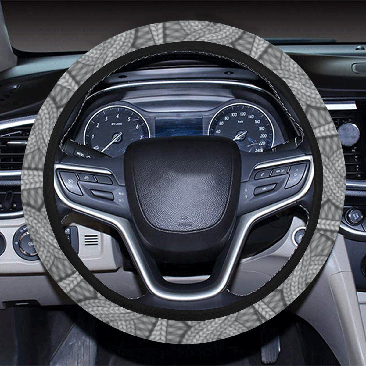 Cable Knit Pattern Print Design 01 Steering Wheel Cover with Elastic Edge