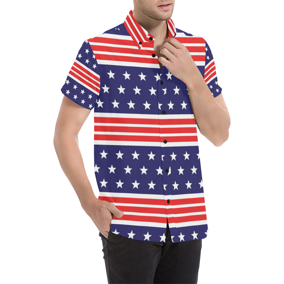 Patriotic Pattern Print Design A04 Men's Short Sleeve Button Up Shirt